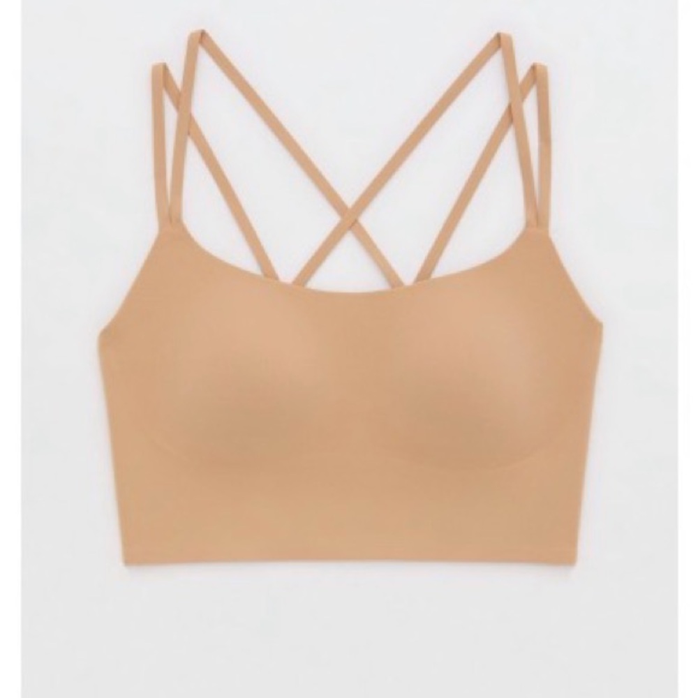 BNWT OFFLINE By Aerie Real Me Hold Up! Strappy Sports Bra in Beach Dune Color - Picture 10 of 16